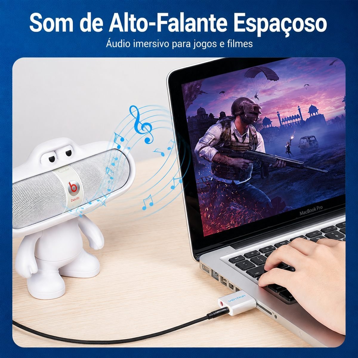 Placa de Som USB Externa Liga de Alumínio PC - Vention - Imagem 5