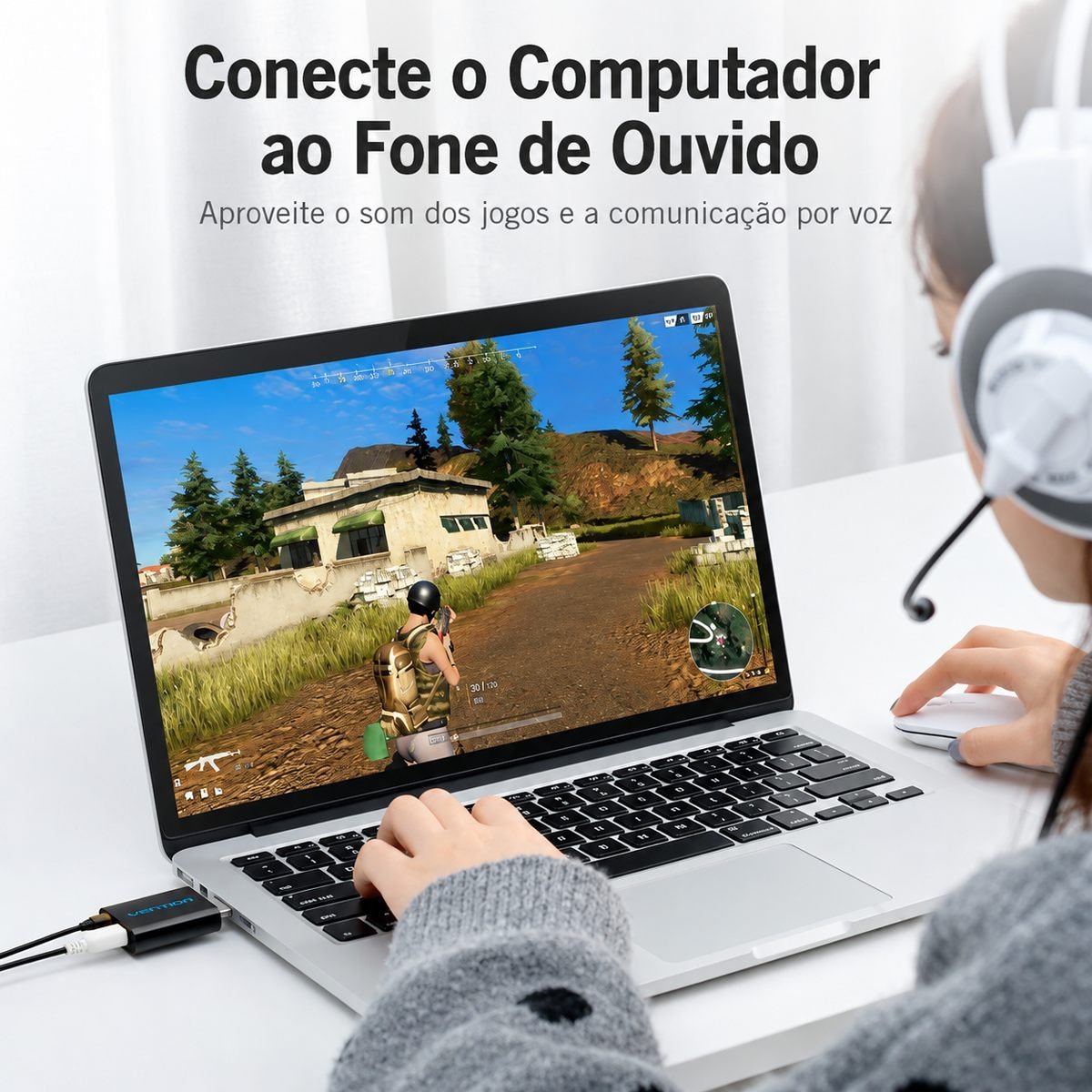 Adaptador Placa de Som USB Entrada P2 Fone e Microfone - Vention - Imagem 3