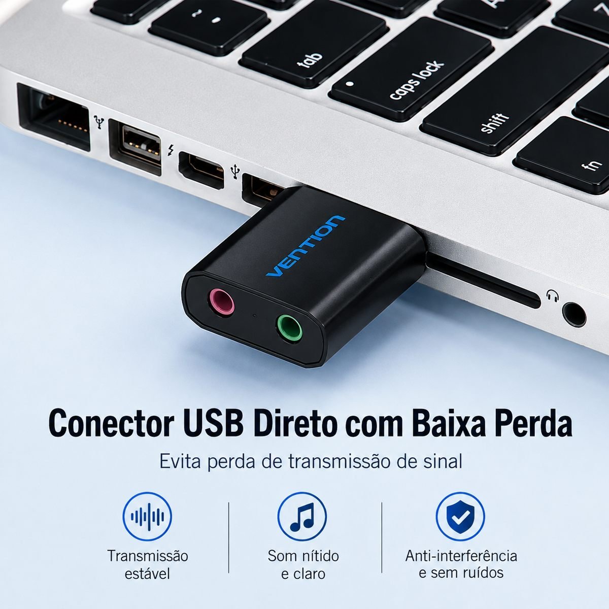 Adaptador Placa de Som USB Entrada P2 Fone e Microfone - Vention - Imagem 6