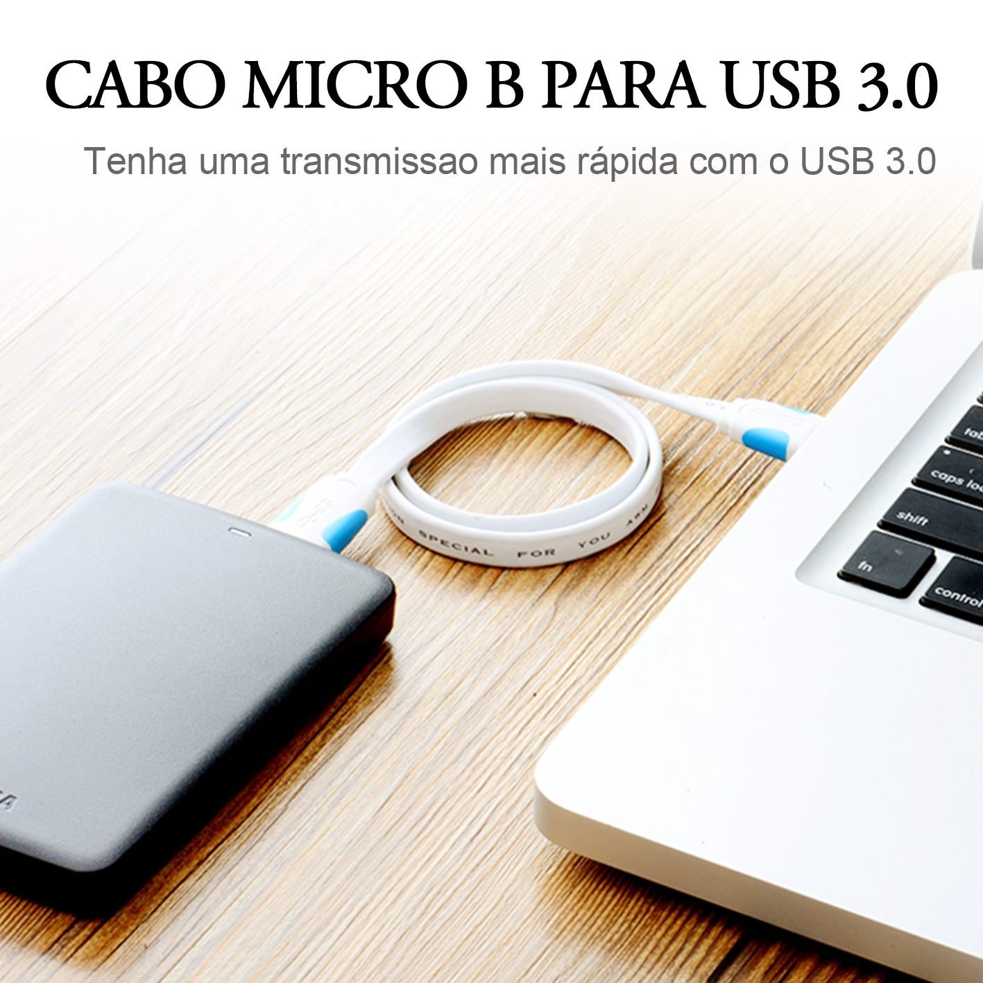 Cabo HD Externo USB-A Tipo A 3.0 para Micro B 5 Gbps - Vention - Imagem 2