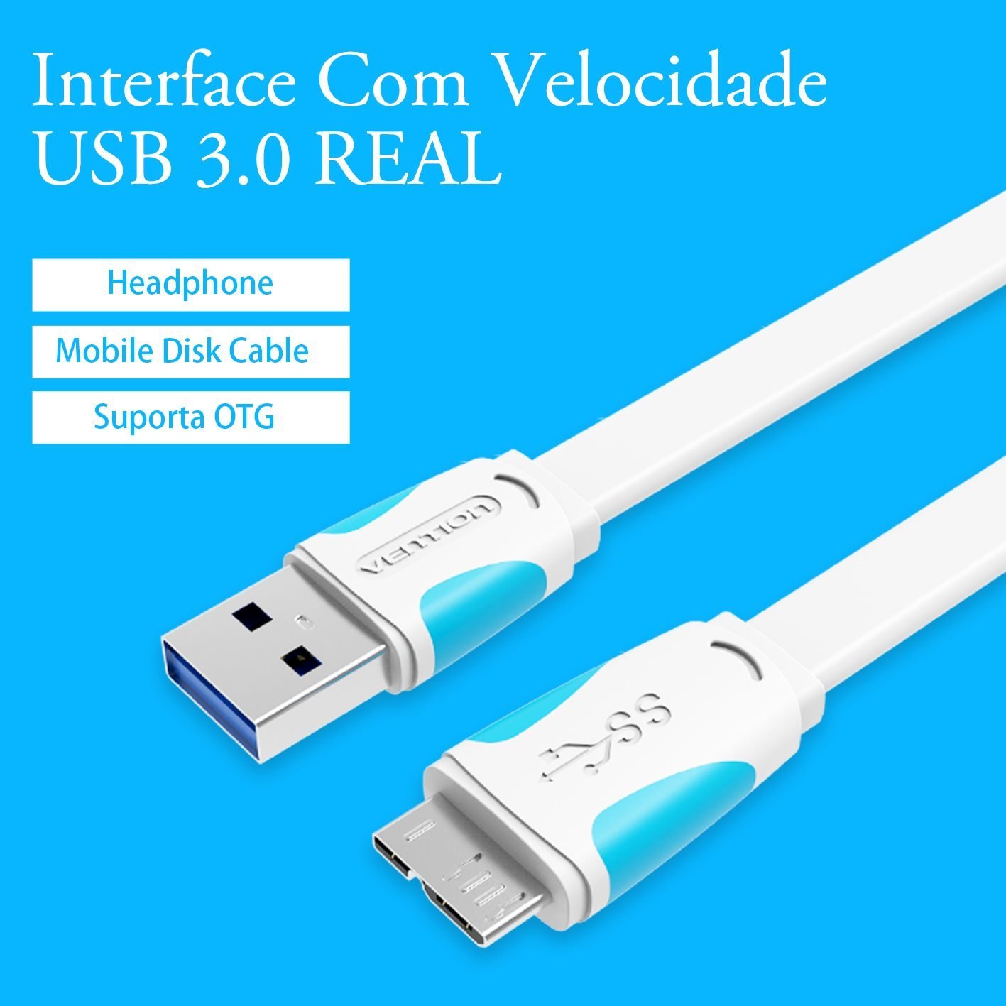 Cabo HD Externo USB-A Tipo A 3.0 para Micro B 5 Gbps - Vention - Imagem 3