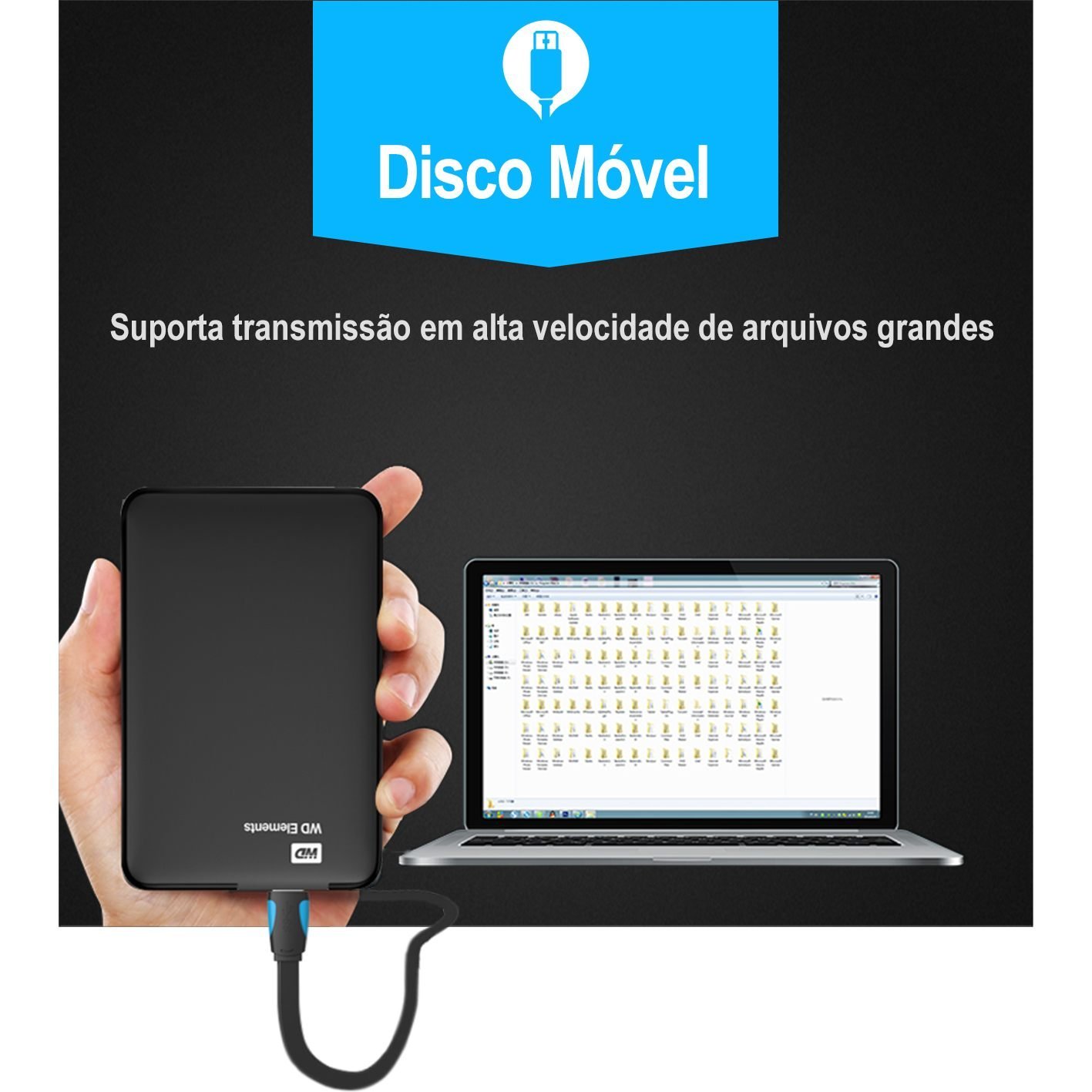 Cabo HD Externo USB-A Tipo A 3.0 para Micro B 5 Gbps - Vention - Imagem 5