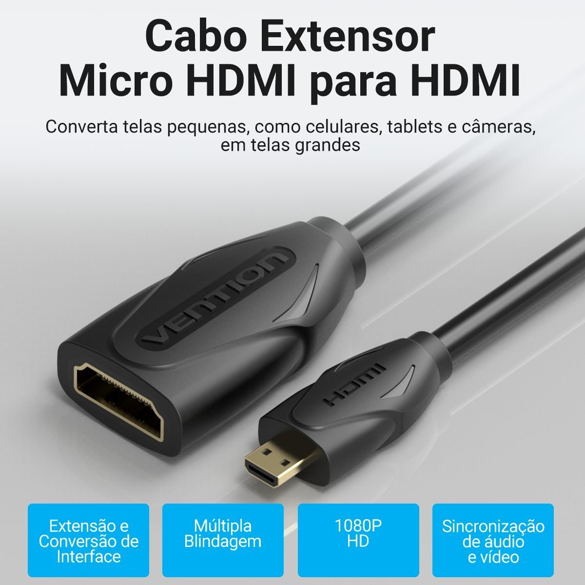 Cabo Adaptador Conversor Micro HDMI para HDMI - Vention - Imagem 2