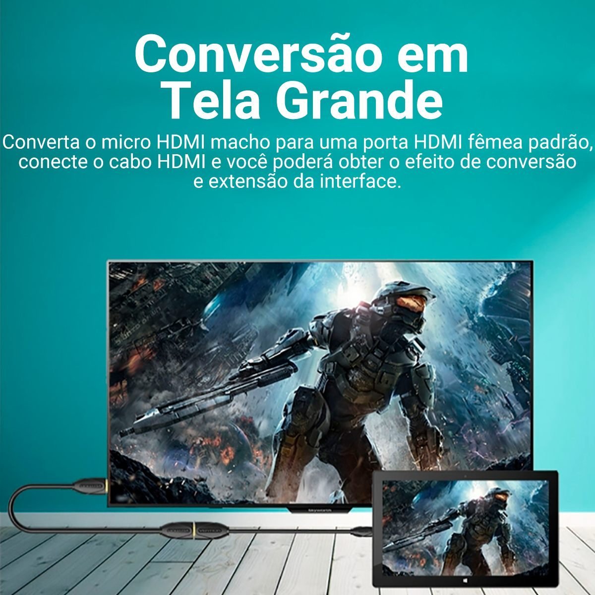 Cabo Adaptador Conversor Micro HDMI para HDMI - Vention - Imagem 4