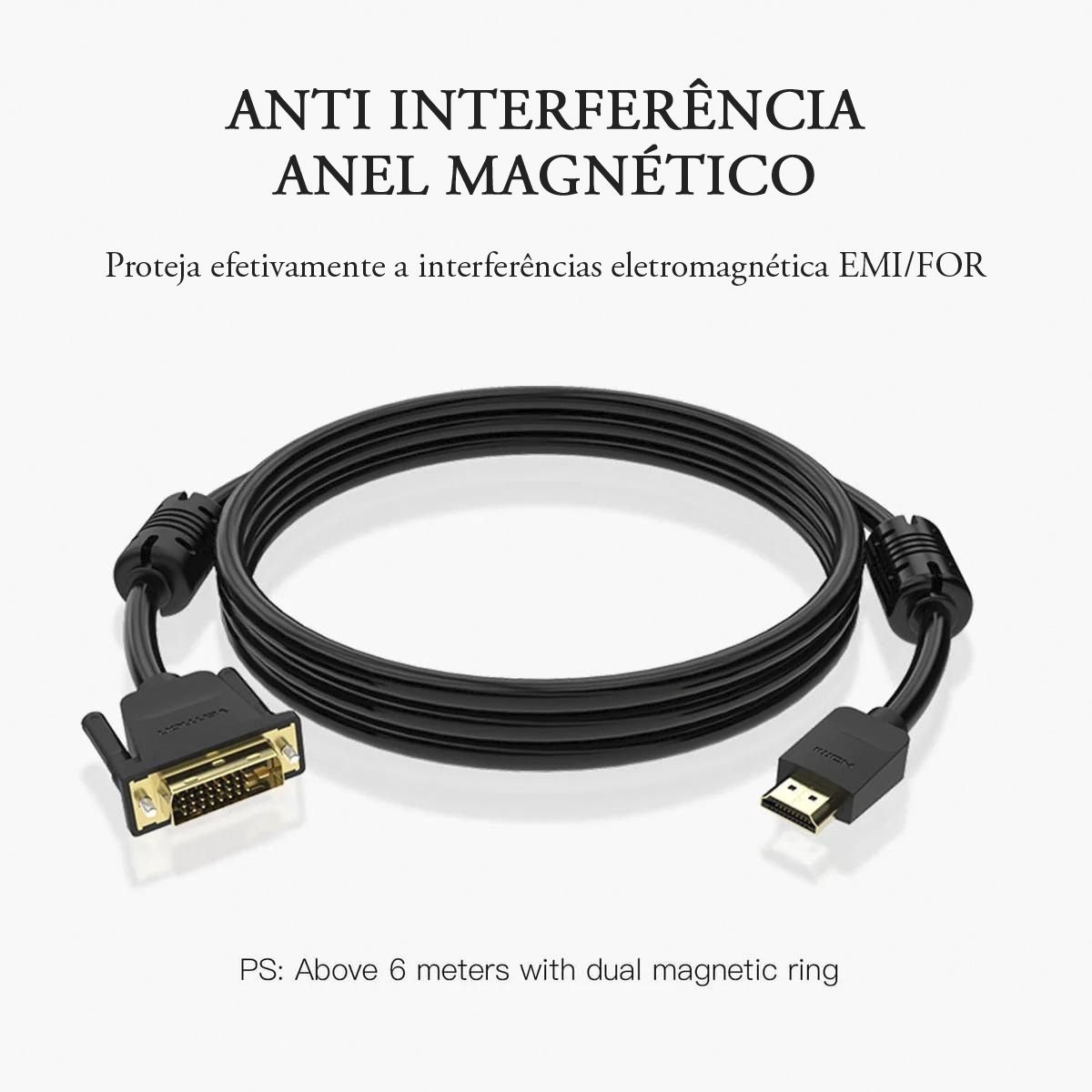 Cabo HDMI/DVI-D Premium Plug Banhado A Ouro - Vention - Imagem 3