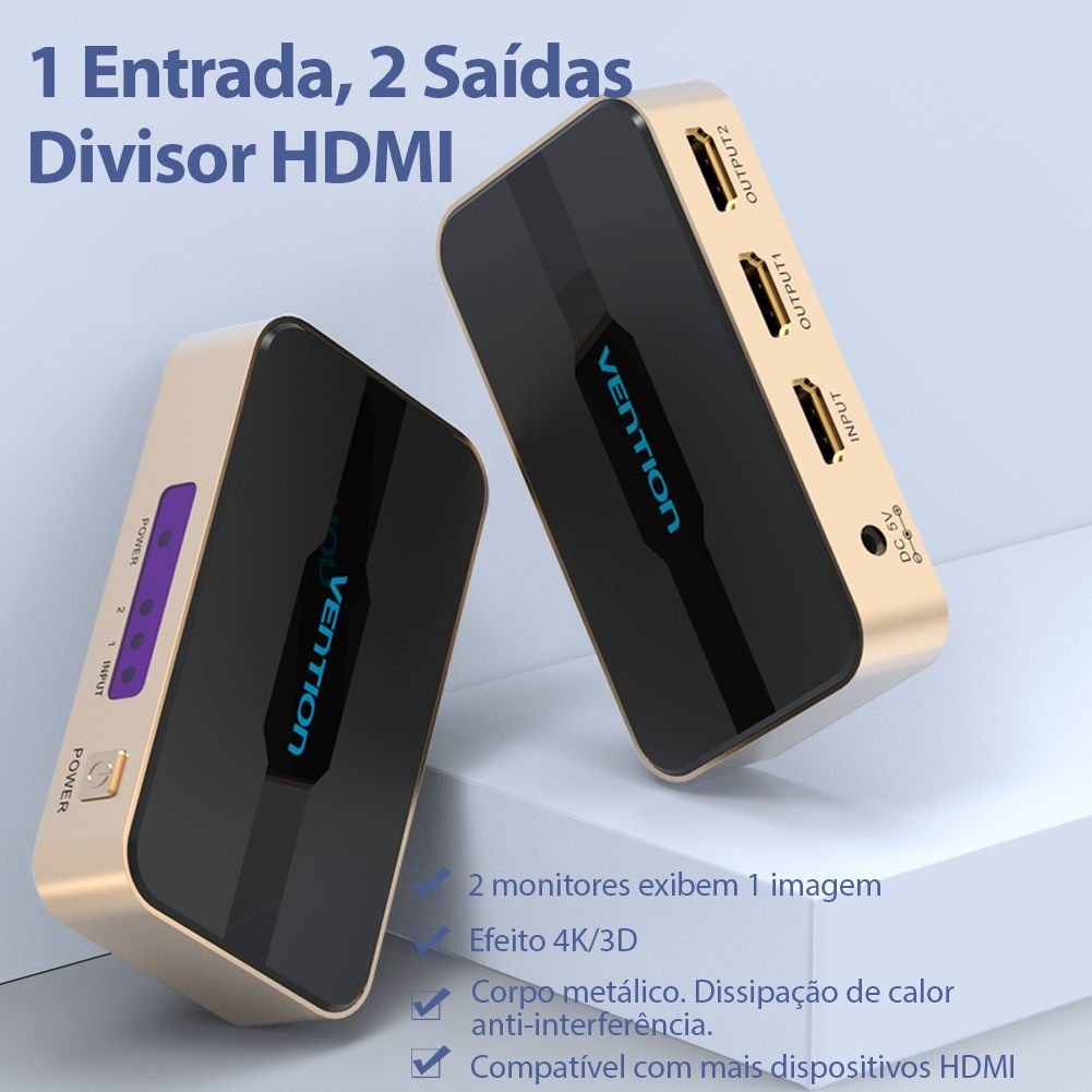 Adaptador Splitter HDMI 2 em 1 Saída 4K 30Hz 2x HDMI - Vention - Imagem 2