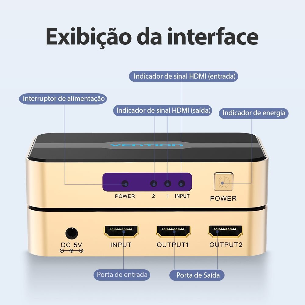 Adaptador Splitter HDMI 2 em 1 Saída 4K 30Hz 2x HDMI - Vention - Imagem 8