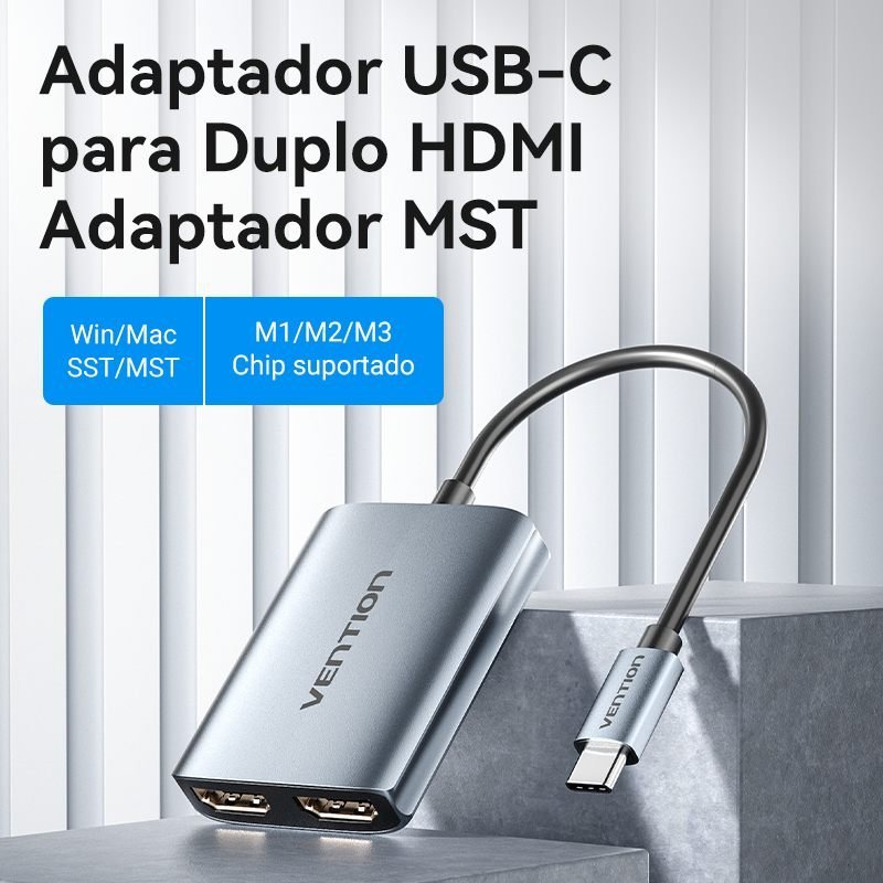 Adaptador Multiplicador Sinal USB-C para 2x HDMI 4K - Vention - Imagem 2