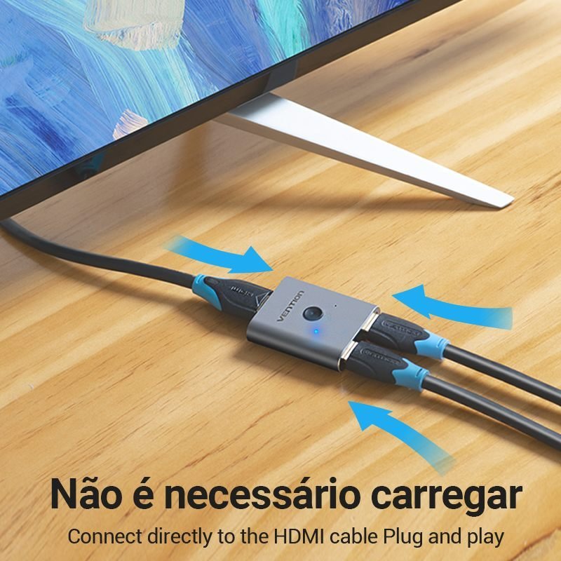 Divisor de Sinal HDMI com Switch 2x1 Áudio Vídeo UHD 4K 60Hz - Vention - Imagem 8