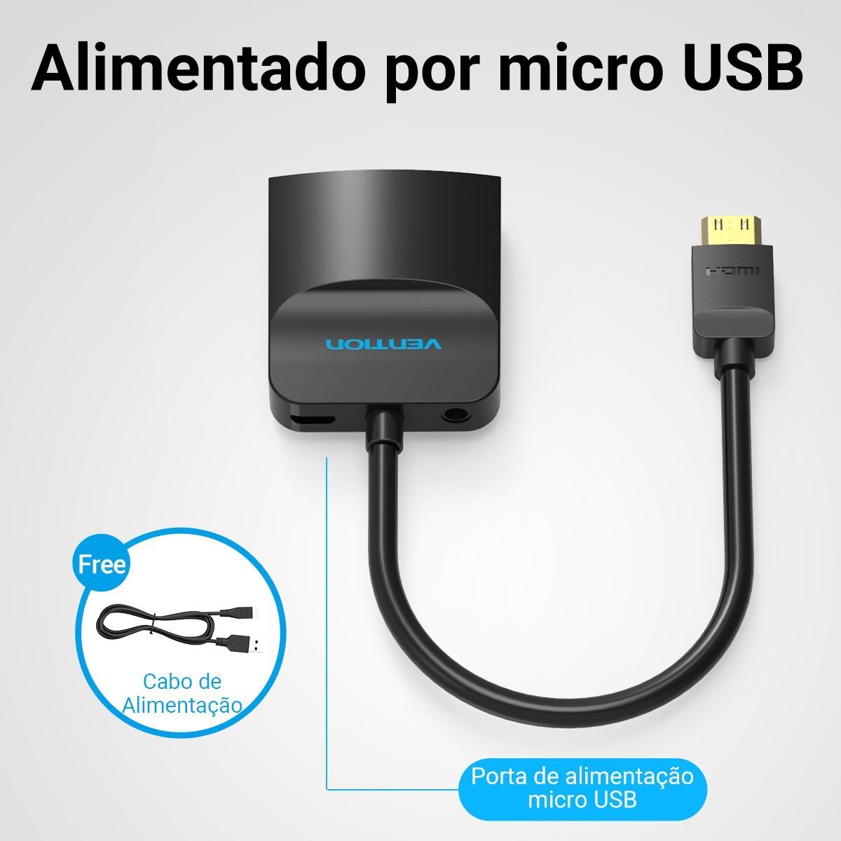 Cabo Conversor Adaptador Mini HDMI x VGA 1080p - Vention - Imagem 3