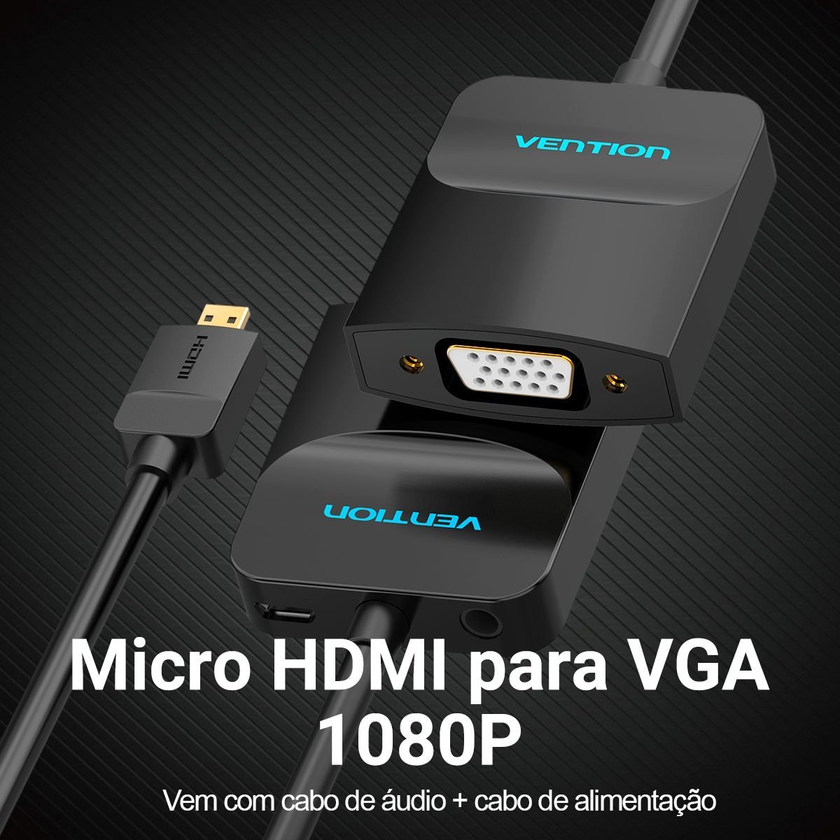 Cabo Conversor Adaptador Micro HDMI x VGA 1080p - Vention - Imagem 2