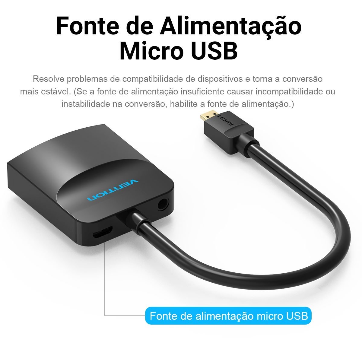 Cabo Conversor Adaptador Micro HDMI x VGA 1080p - Vention - Imagem 8