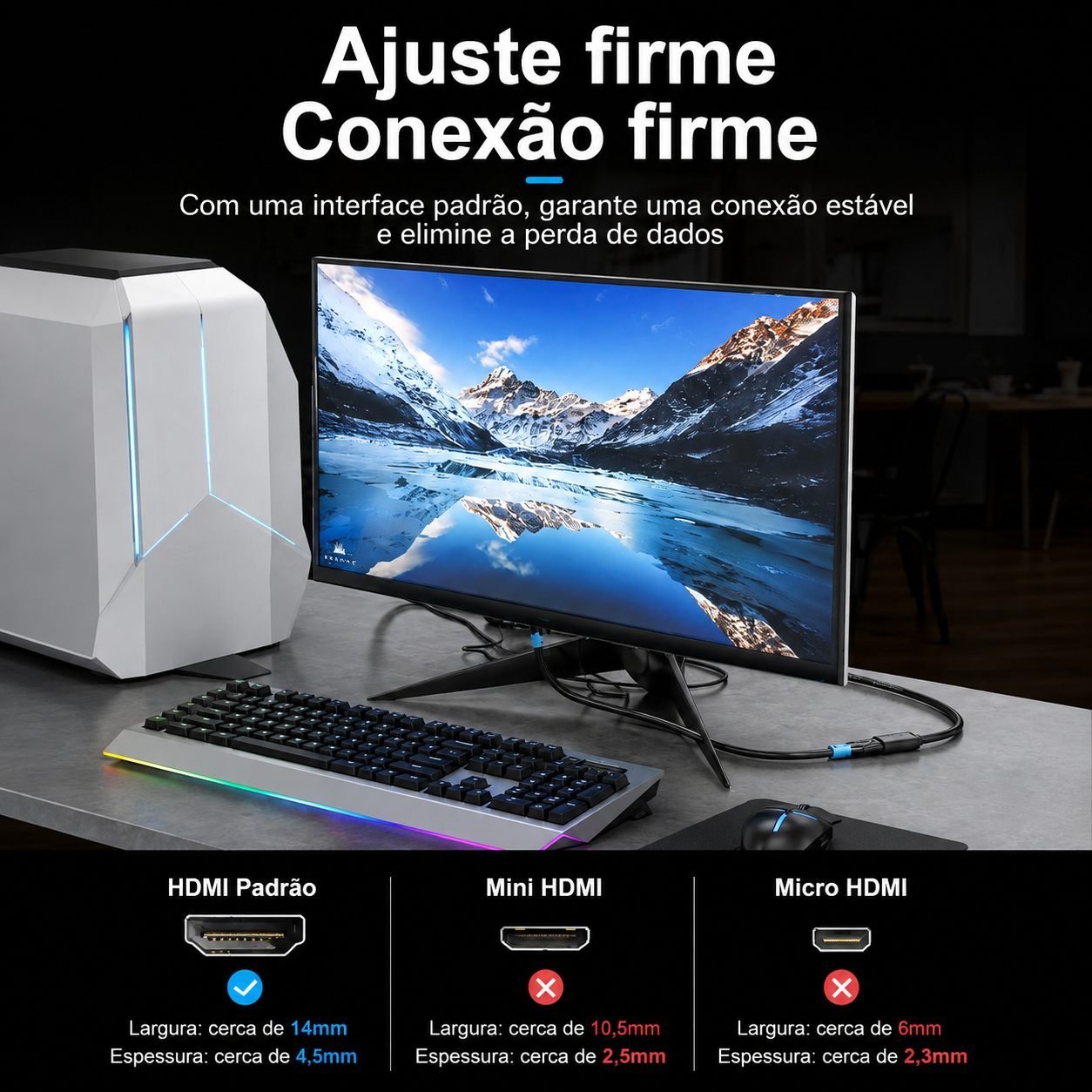 Cabo HDMI Macho x HDMI Fêmea - 2.0 Extensor 4K - Vention - Imagem 6