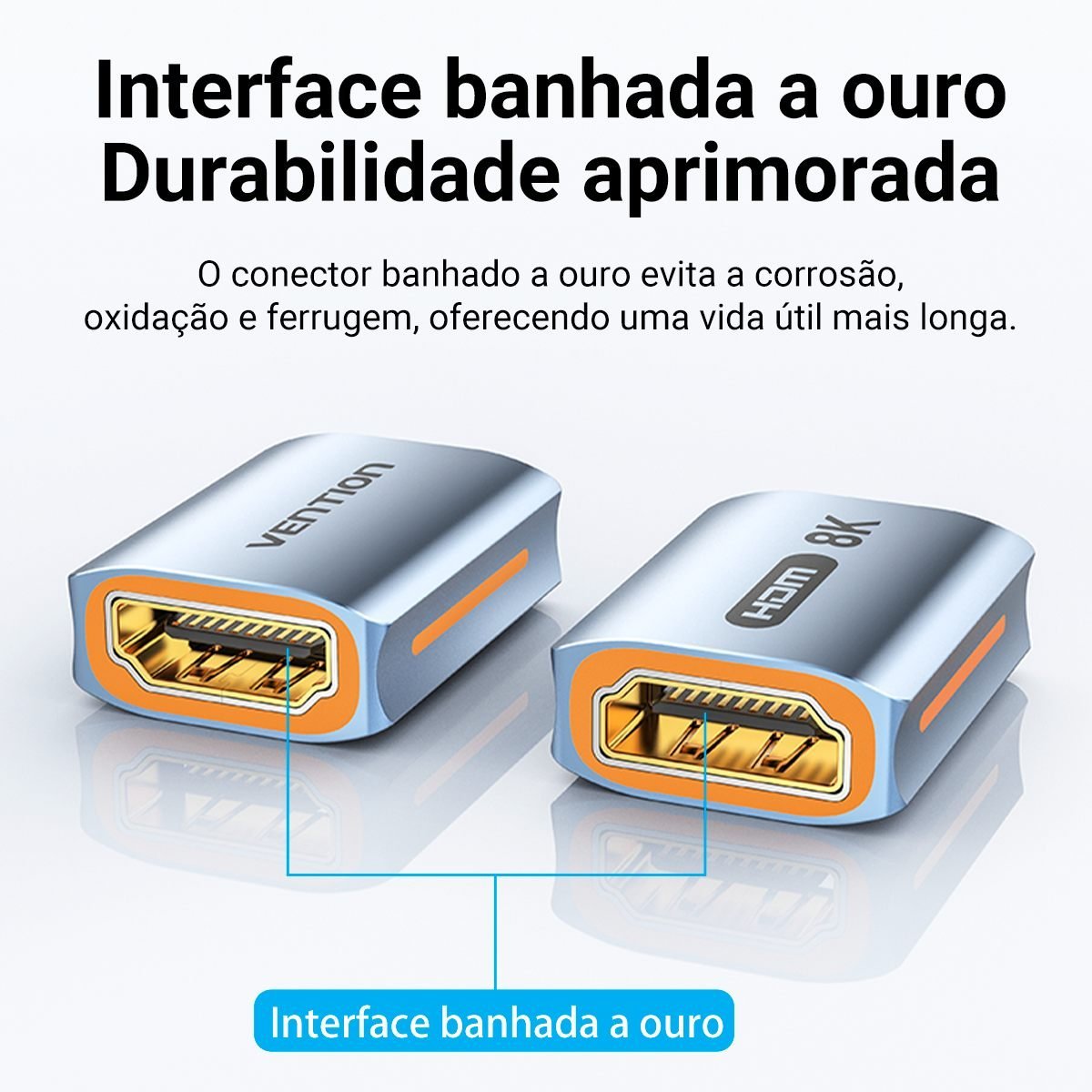 Adaptador Fêmea Emenda Cabo HDMI 2.1 8K 60Hz 3D Ouro - Vention - Imagem 5