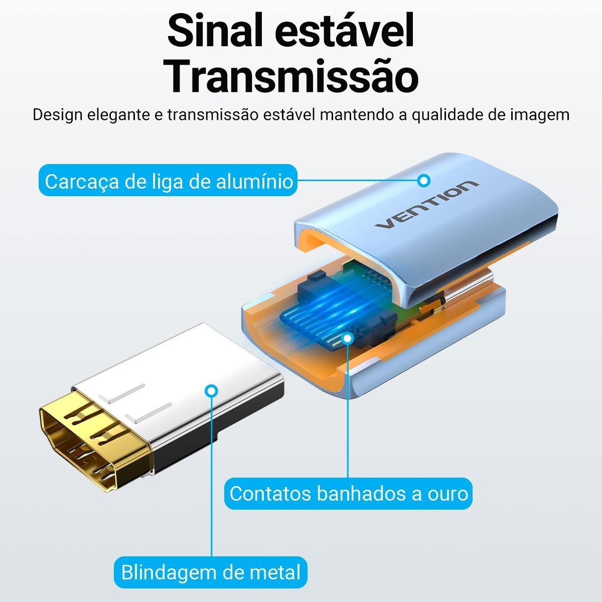 Adaptador Fêmea Emenda Cabo HDMI 2.1 8K 60Hz 3D Ouro - Vention - Imagem 7