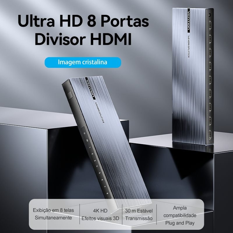 Splitter HDMI 1x8 Saídas 4K Amplificador com fonte - Vention - Imagem 2