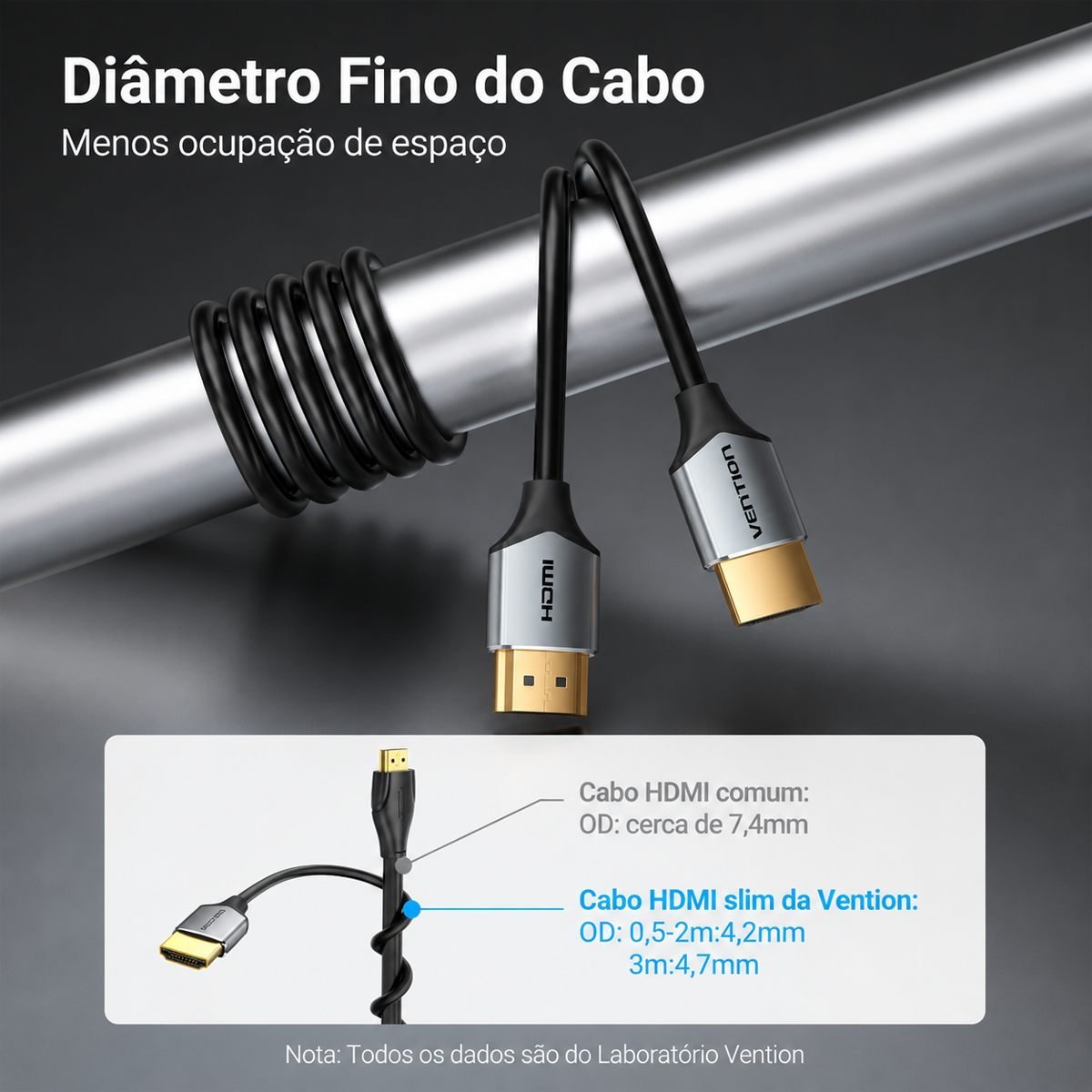 Cabo Slim HDMI 2.0 Fullhd 4K para TV Monitor - Vention - Imagem 7
