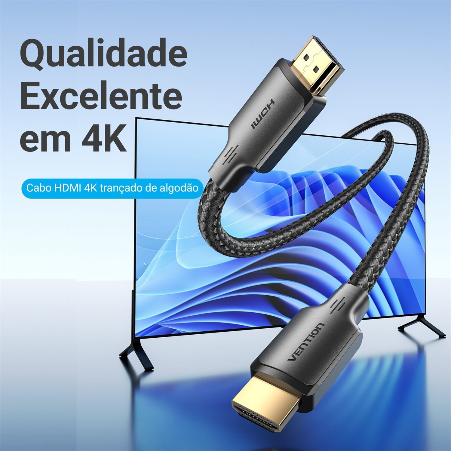 Cabo HDMI 2.0 4K TVs DVD Game Alta Resolução 4K@60Hz - Vention - Imagem 2