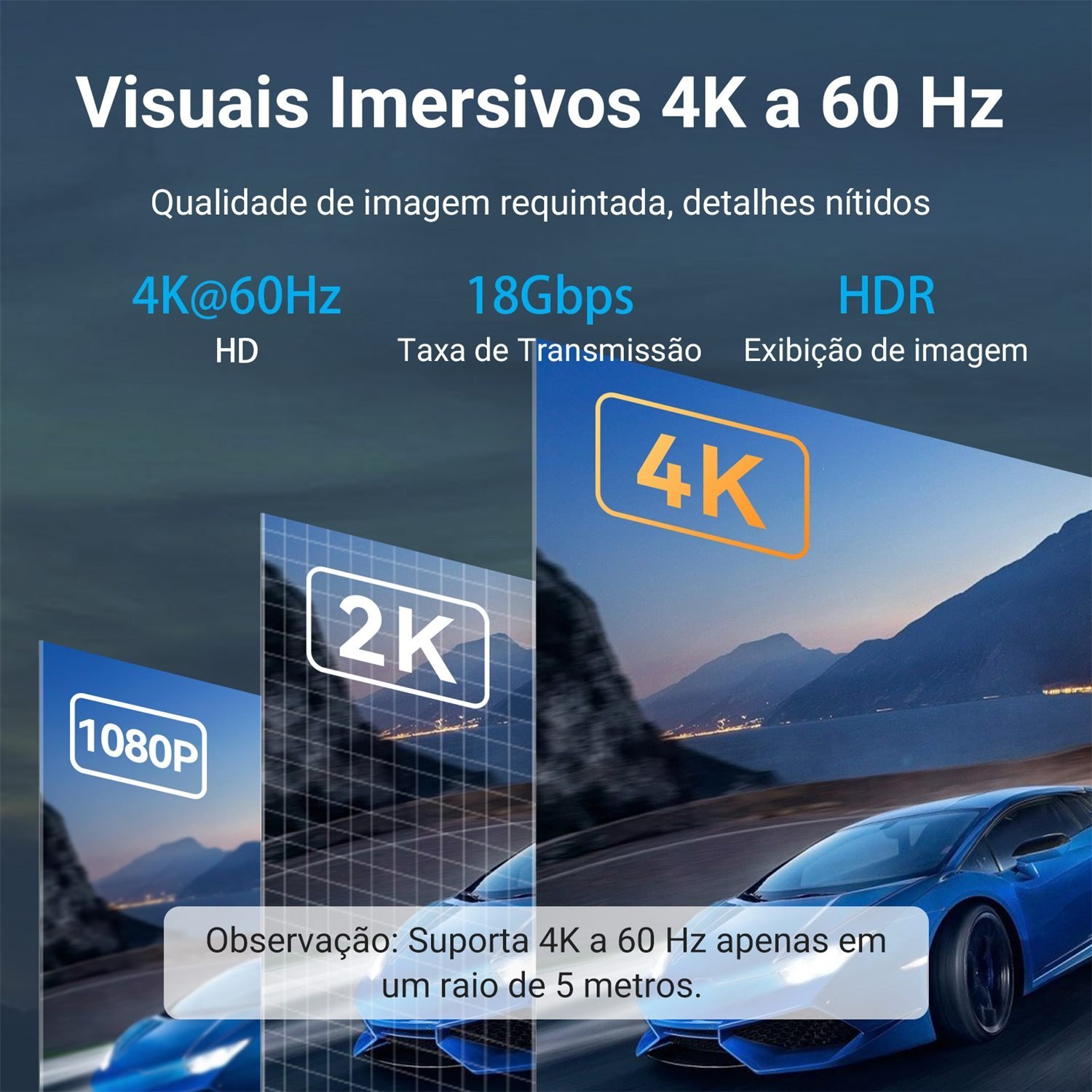 Cabo HDMI 2.0 4K TVs DVD Game Alta Resolução 4K@60Hz - Vention - Imagem 3
