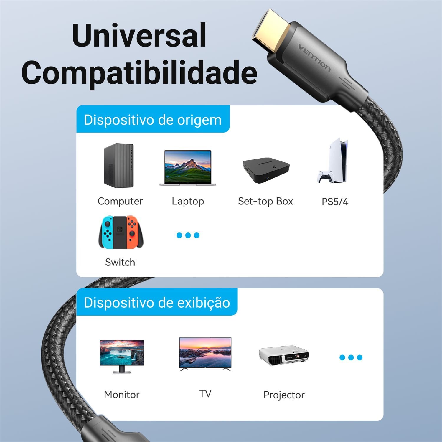 Cabo HDMI 2.0 4K TVs DVD Game Alta Resolução 4K@60Hz - Vention - Imagem 4