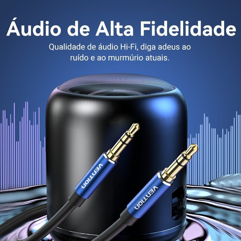 Cabo de Áudio Auxiliar P2xp2 Estéreo Carro Som - Vention - Imagem 5