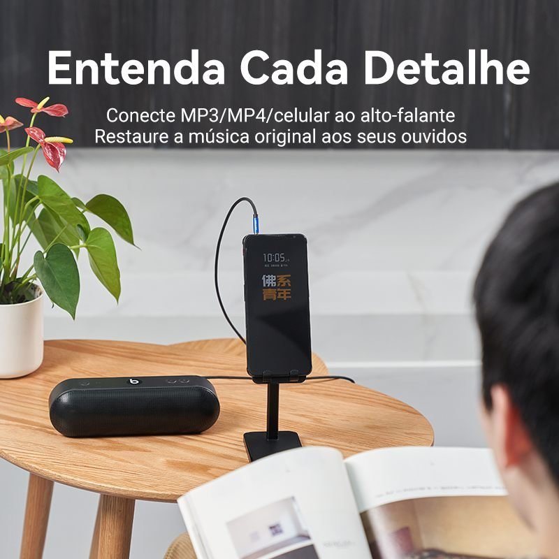 Cabo de Áudio Auxiliar P2xp2 Estéreo Carro Som - Vention - Imagem 8
