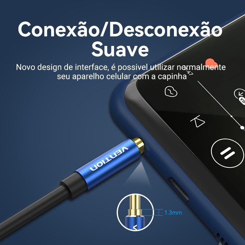 Cabo de Áudio Auxiliar P2xp2 Estéreo Carro Som - Vention - Imagem 9