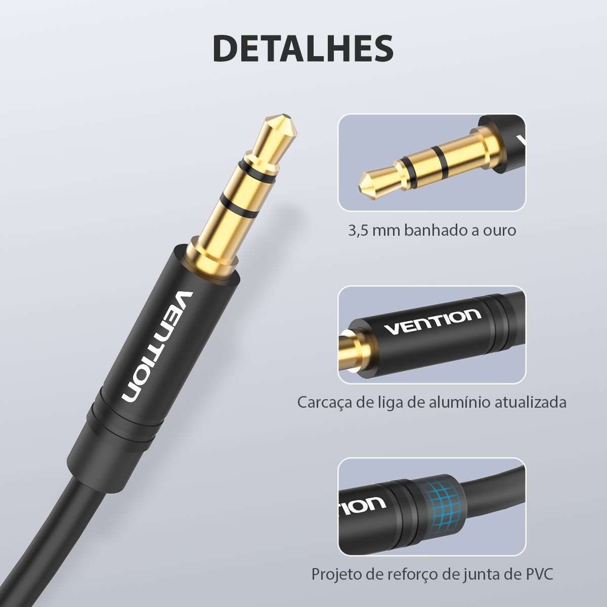 Cabo Duplicador de Áudio Fone 1 Entrada 2 Saídas Som - Vention - Imagem 3