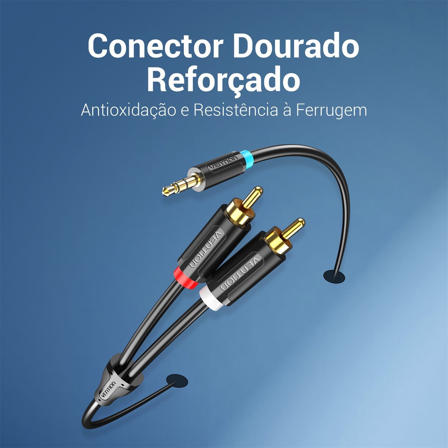 Cabo Auxiliar Áudio P2 Estéreo para 2 RCA Som DJ BCL - Vention - Imagem 4