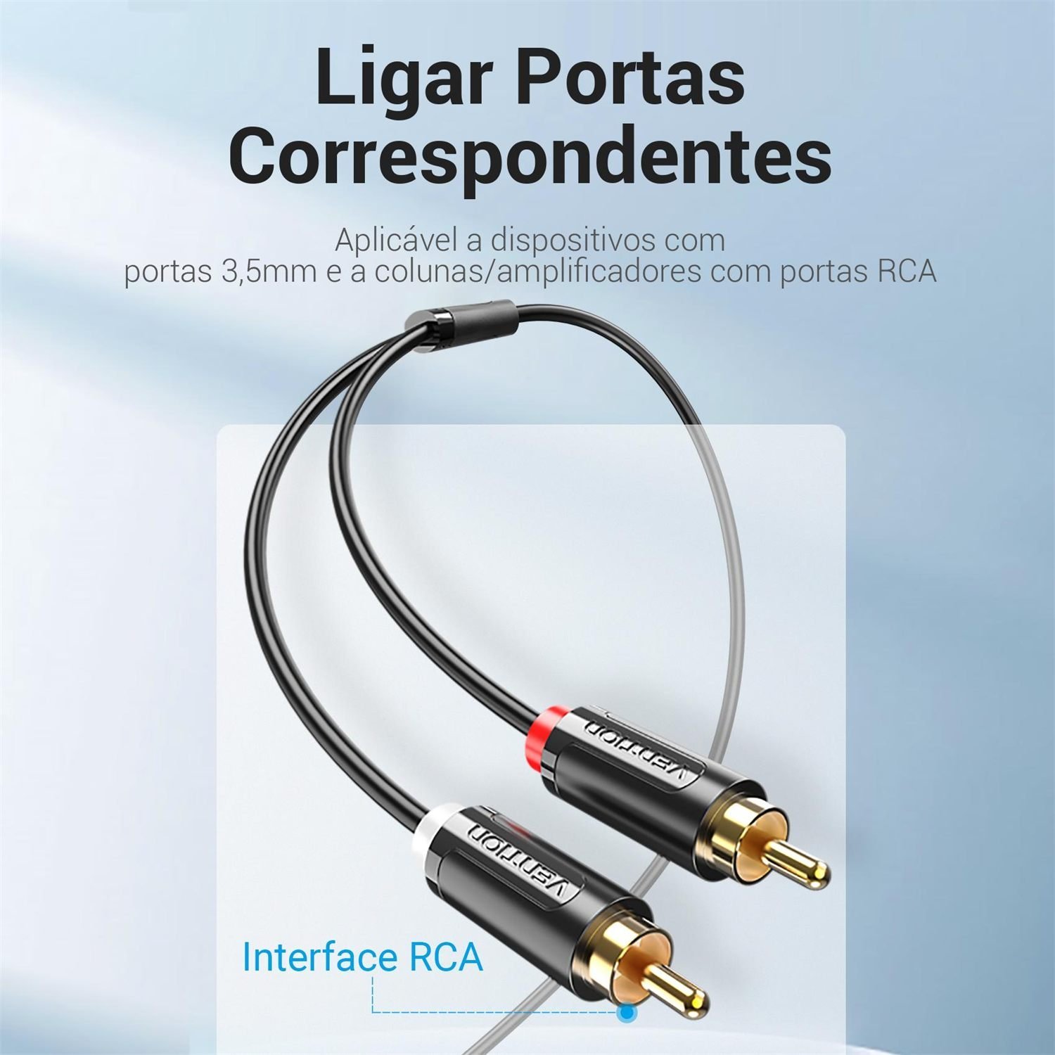 Cabo Auxiliar Áudio P2 Estéreo para 2 RCA Som DJ BCL - Vention - Imagem 6