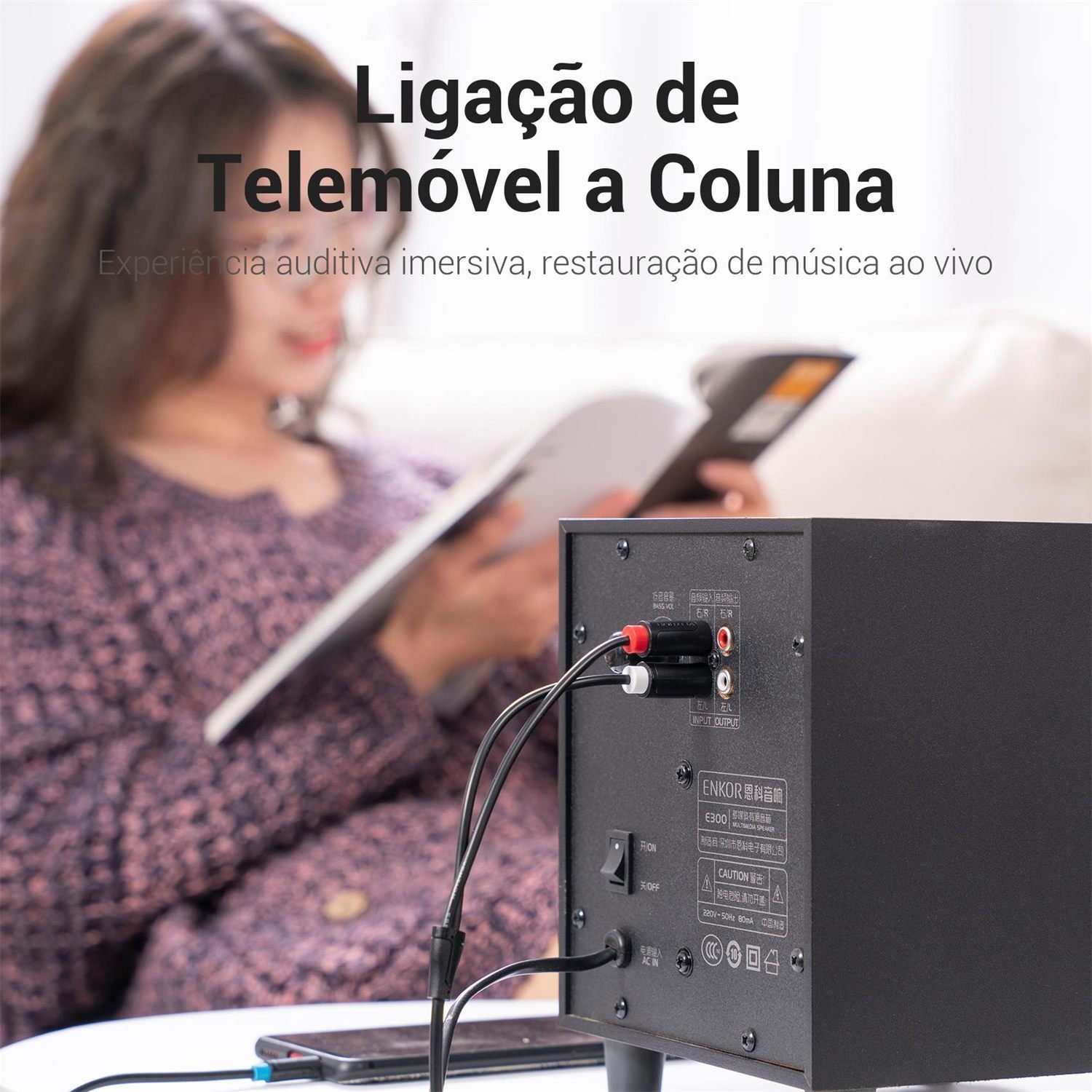 Cabo Auxiliar Áudio P2 Estéreo para 2 RCA Som DJ BCL - Vention - Imagem 9