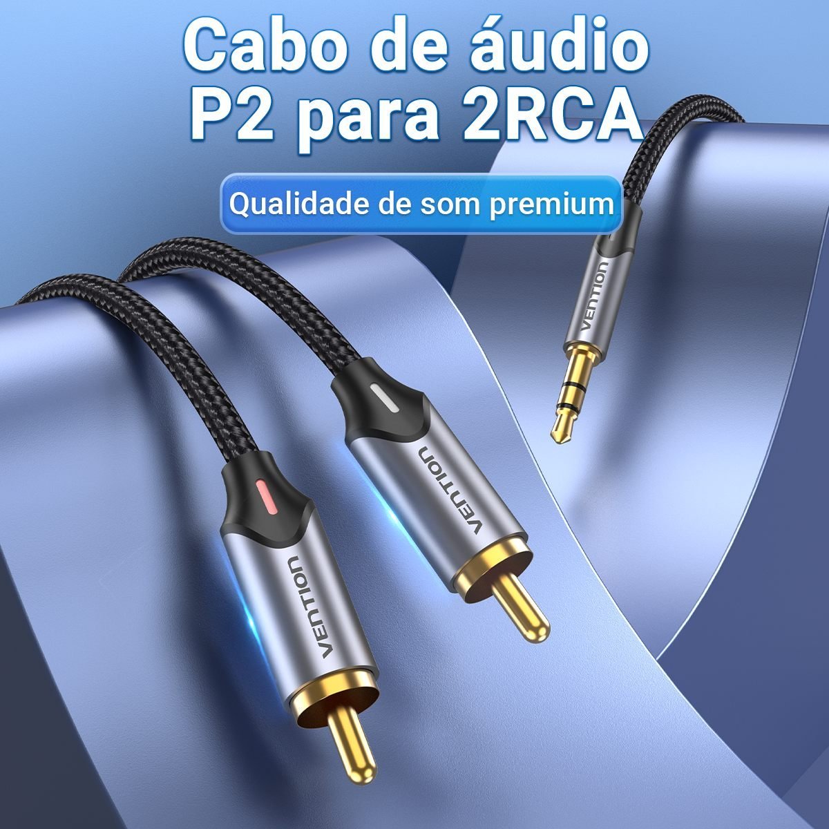 Cabo Auxiliar Áudio P2 Estéreo para RCA DJ - Vention - Imagem 2
