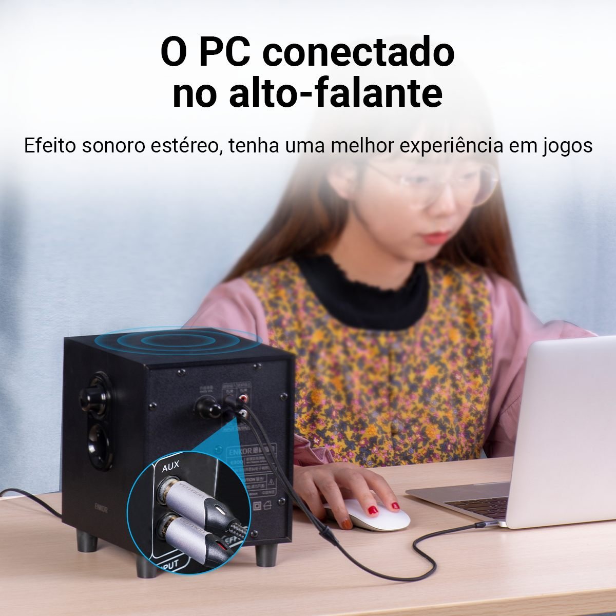 Cabo Auxiliar Áudio P2 Estéreo para RCA DJ - Vention - Imagem 7