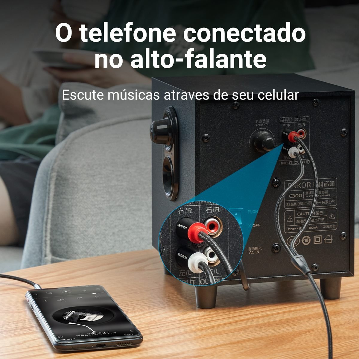 Cabo Auxiliar Áudio P2 Estéreo para RCA Som DJ - Vention - Imagem 5
