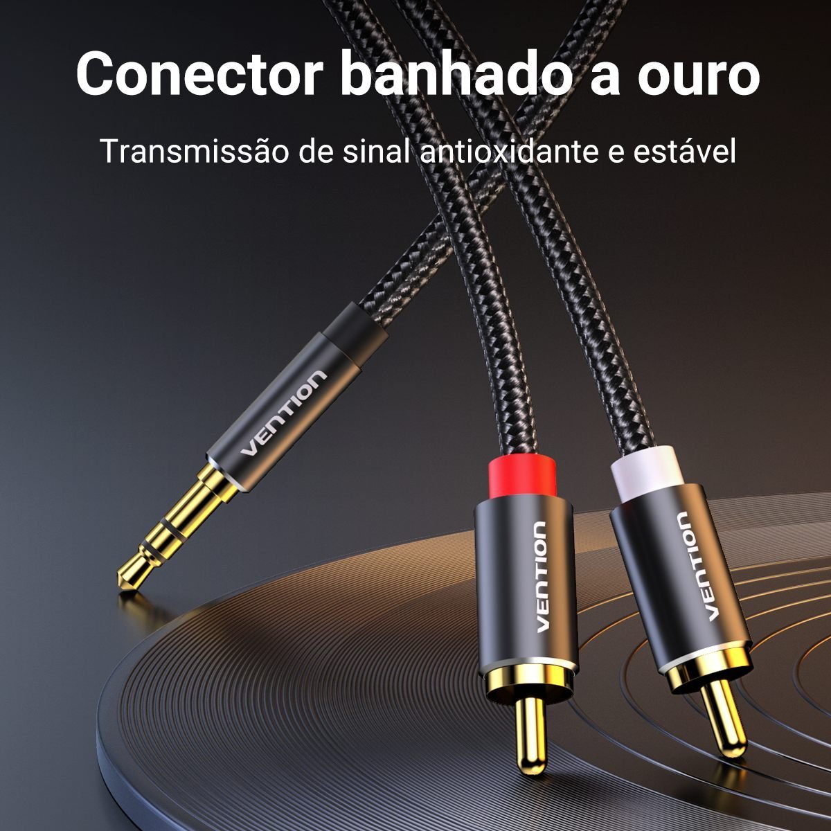 Cabo Auxiliar Áudio P2 Estéreo para RCA Som DJ - Vention - Imagem 9