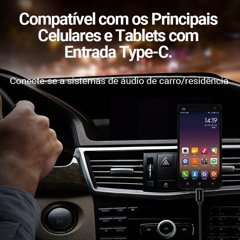 Cabo Áudio Auxiliar P2 para Tipo C Celular Carro - Vention - Imagem 2