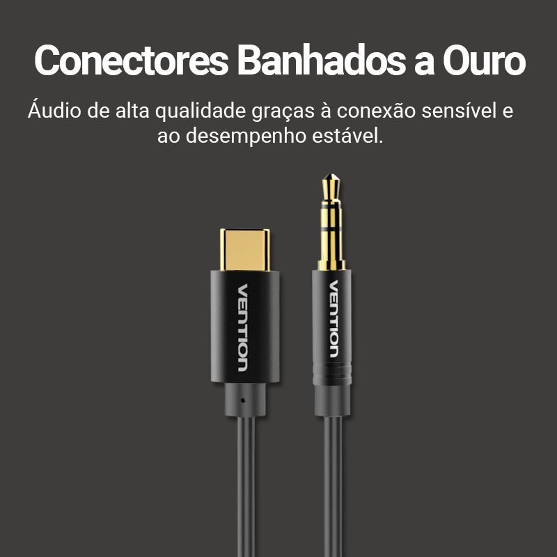 Cabo Áudio Auxiliar P2 para Tipo C Celular Carro - Vention - Imagem 3