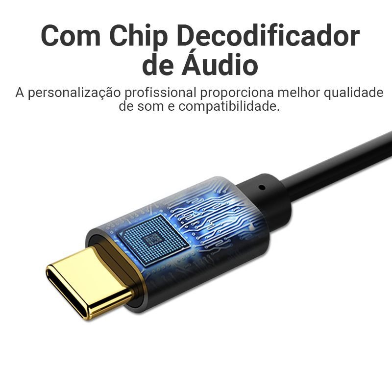 Cabo Áudio Auxiliar P2 para Tipo C Celular Carro - Vention - Imagem 8