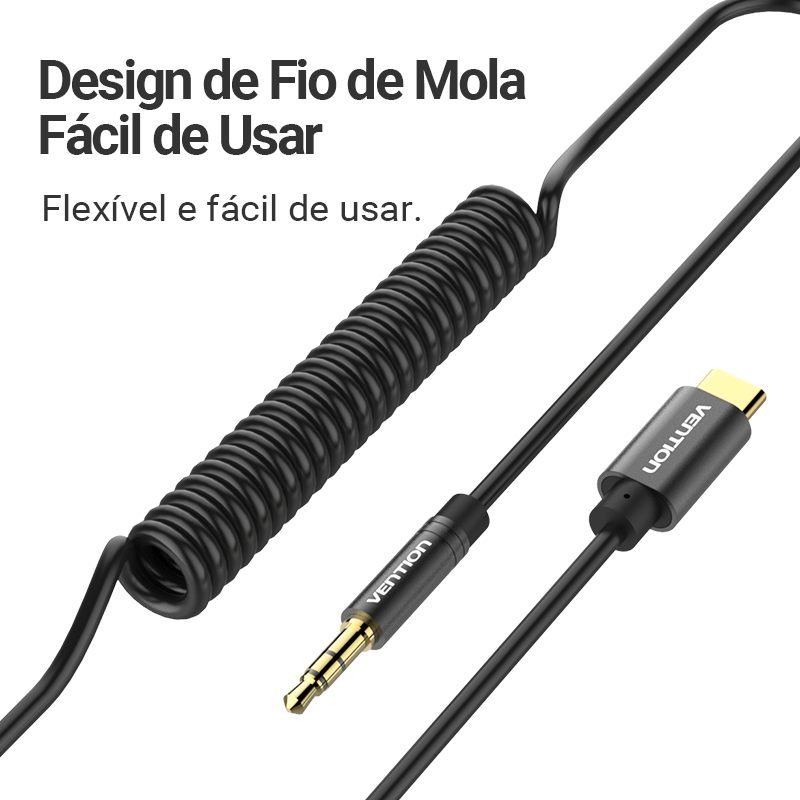 Cabo Áudio Auxiliar P2 para Tipo C Celular Carro - Vention - Imagem 9