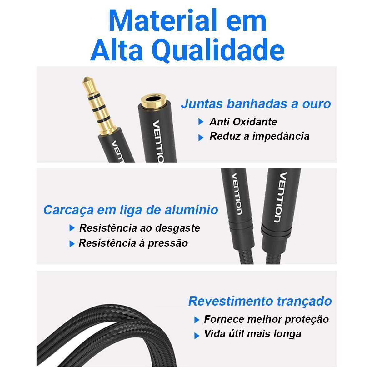Cabo Extensor Áudio P3 Fone Microfone Computado - Vention - Imagem 3