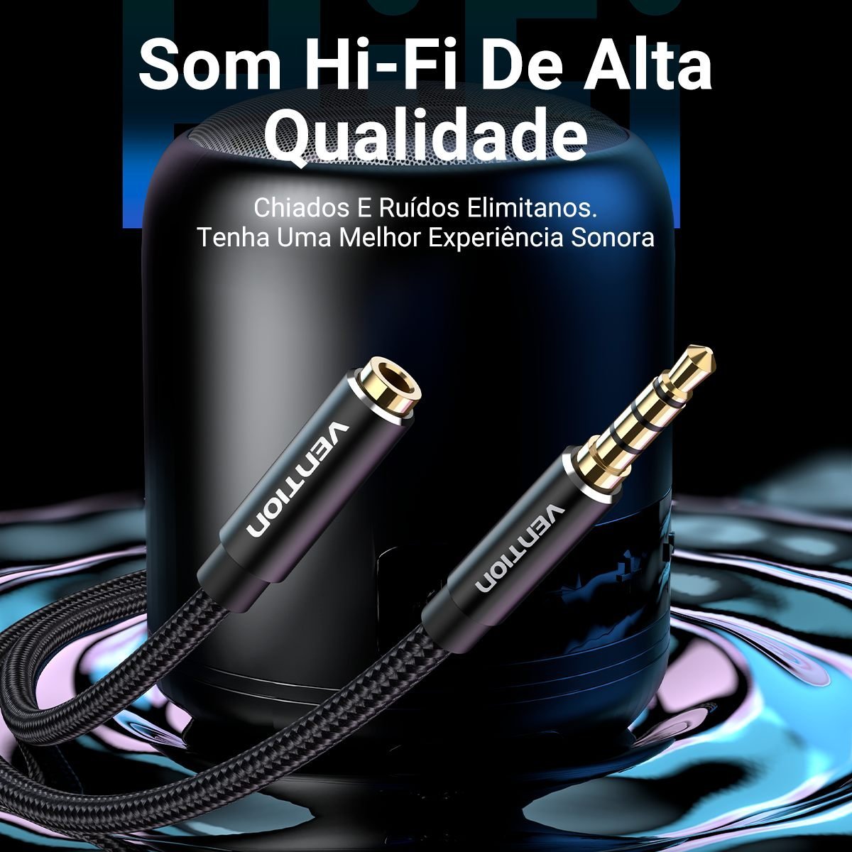 Cabo Extensor P3 4 Vias Fone Microfone - Vention - Imagem 2