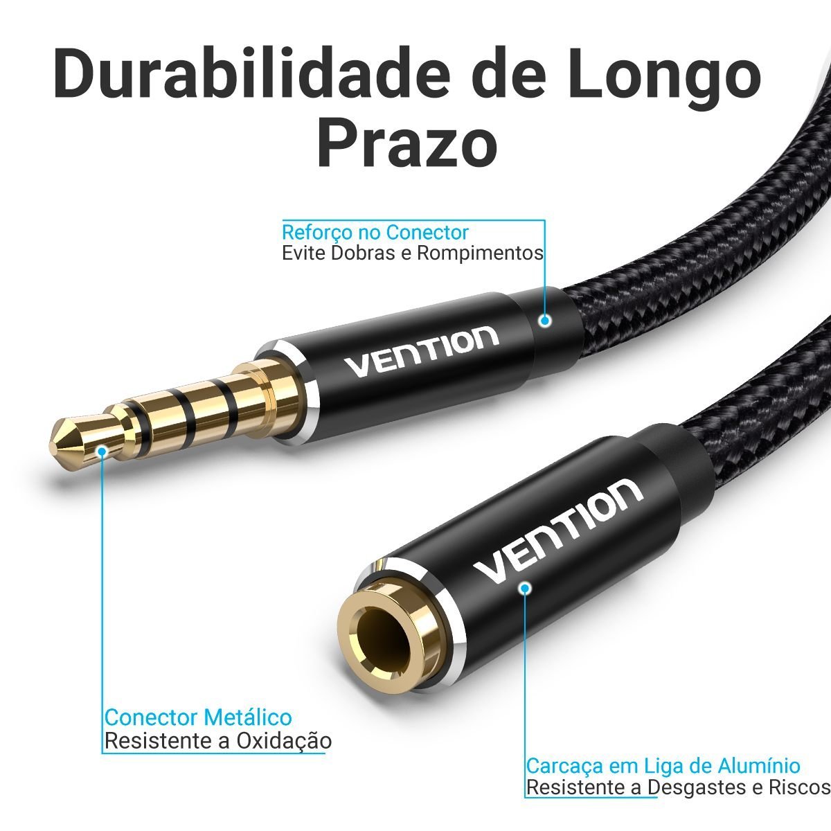 Cabo Extensor P3 4 Vias Fone Microfone - Vention - Imagem 4