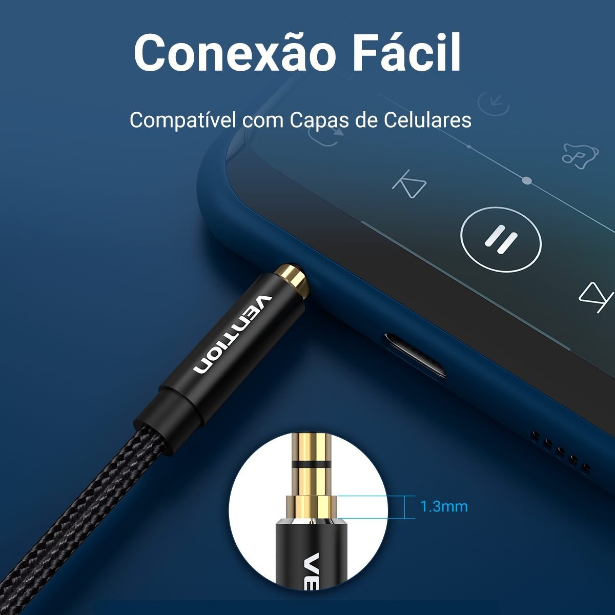 Cabo Extensor P3 4 Vias Fone Microfone - Vention - Imagem 5