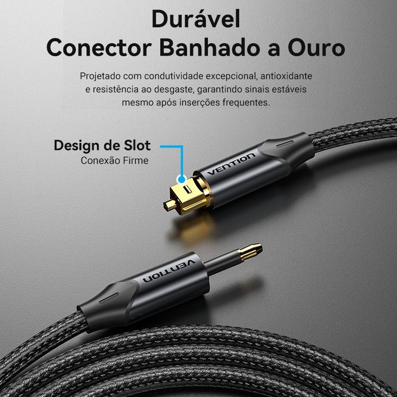 Cabo Óptico Áudio Digital Toslink x Mini Toslink - Vention - Imagem 8