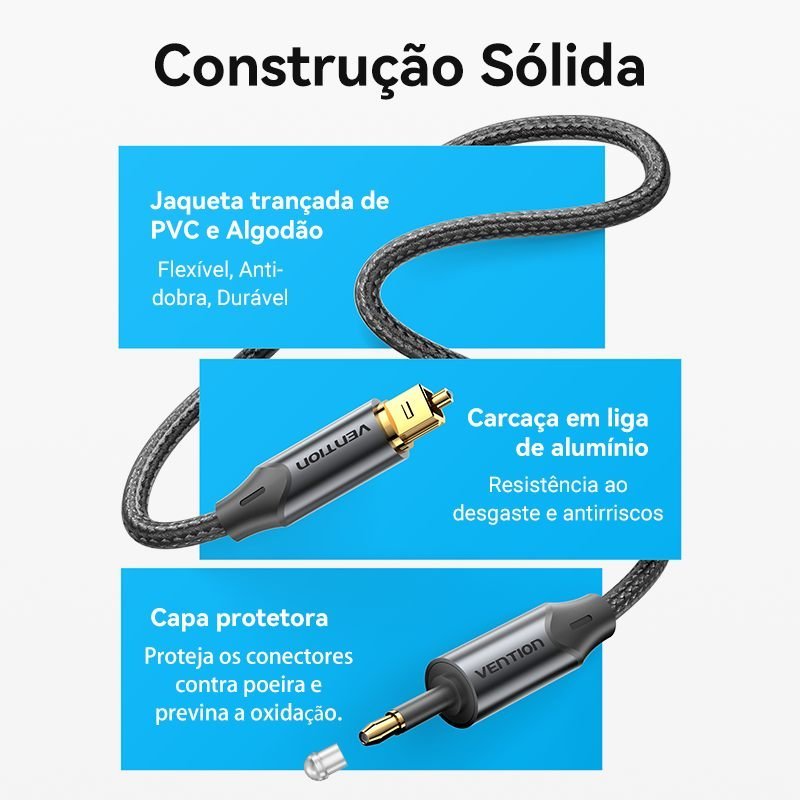 Cabo Óptico Áudio Digital Toslink x Mini Toslink - Vention - Imagem 9