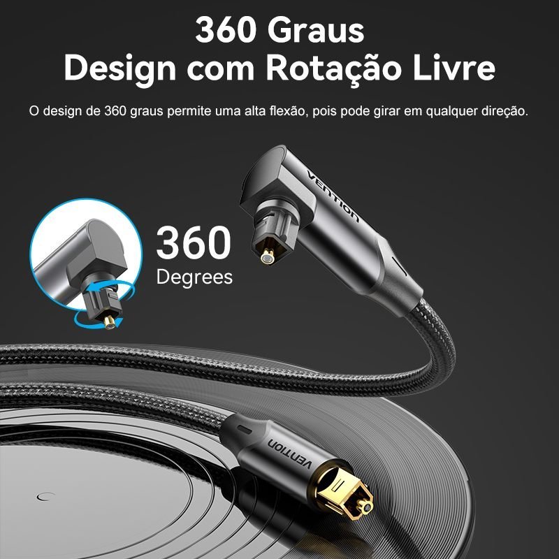 Cabo Áudio Óptico Digital 90º Hifi Toslink - Vention - Imagem 2
