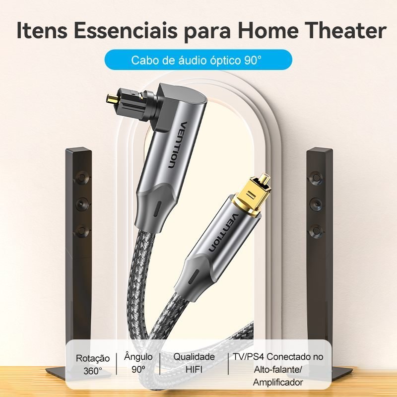 Cabo Áudio Óptico Digital 90º Hifi Toslink - Vention - Imagem 3