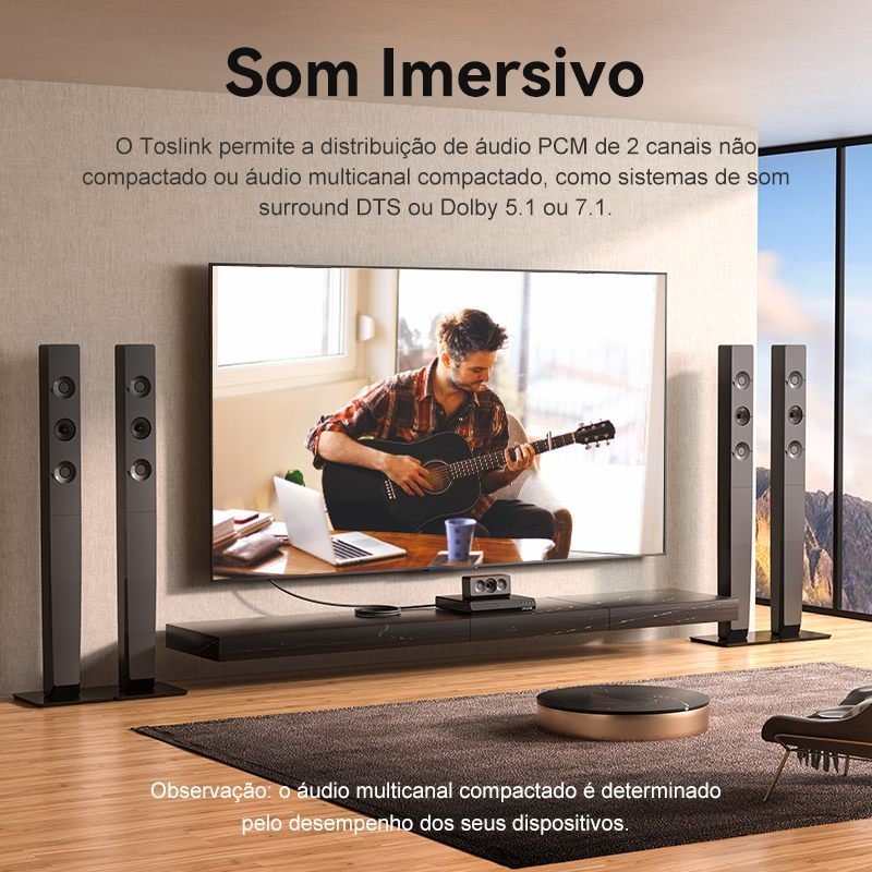 Cabo Áudio Óptico Digital 90º Hifi Toslink - Vention - Imagem 4