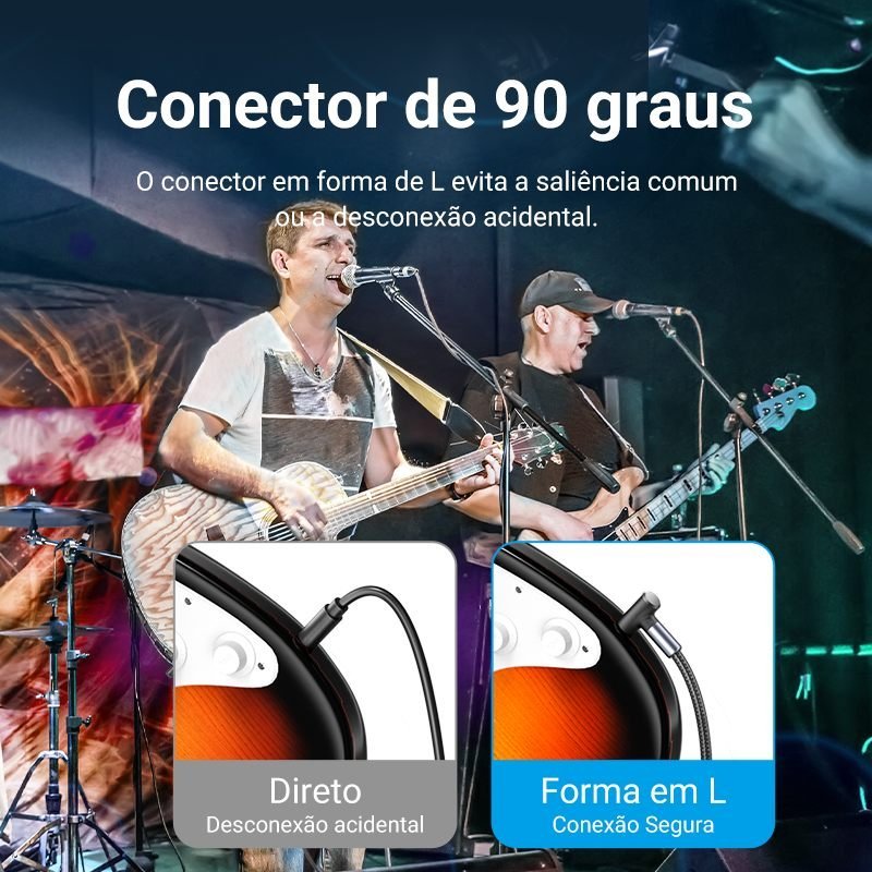 Cabo Áudio P10 x P10 6.5 TS 90º Mono Guitarra - Vention - Imagem 5