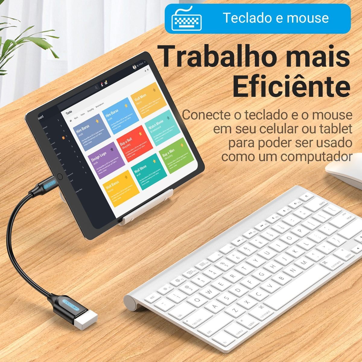 Cabo Adaptador OTG Tipo C para USB 3.0 Celular Tablet 5Gbps - Vention - Imagem 7